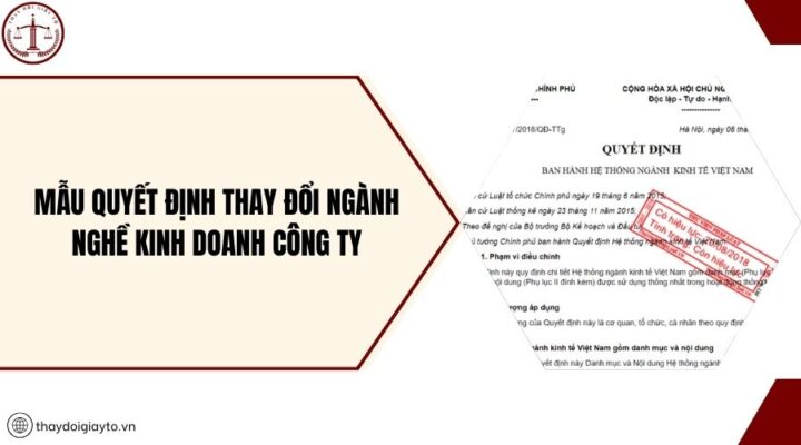 Mẫu quyết định thay đổi ngành nghề kinh doanh công ty