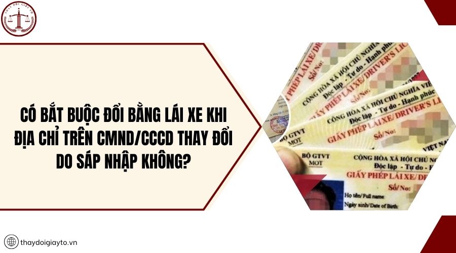Có bắt buộc đổi bằng lái xe khi địa chỉ trên CMND/CCCD thay đổi do sáp nhập không?