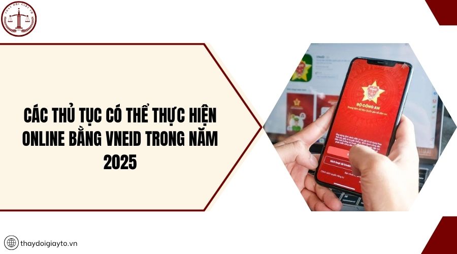 Các thủ tục có thể thực hiện online bằng VNeID trong năm 2025